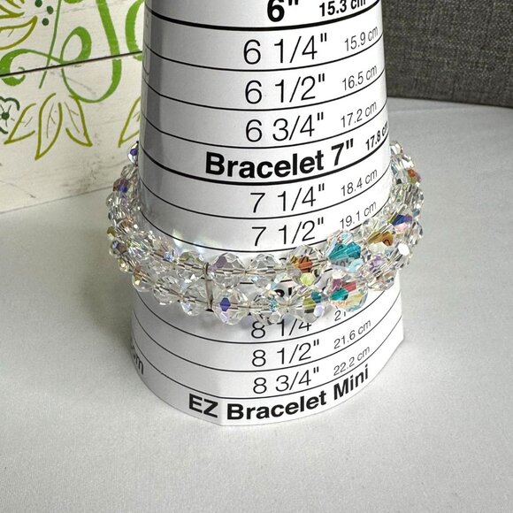 Vintage Aurora Borealis Crystal Beaded Cuff Bracelet W/ Dangle Charms Adjustable - Picture 7 of 8